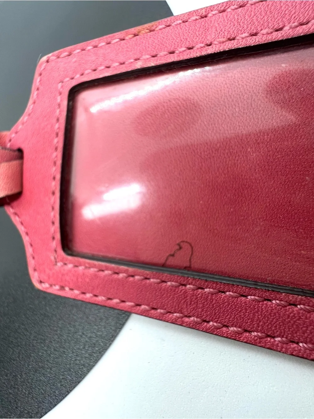 Coach Deep Pink Leather Luggage Tag ID Bag Charm Est 1941